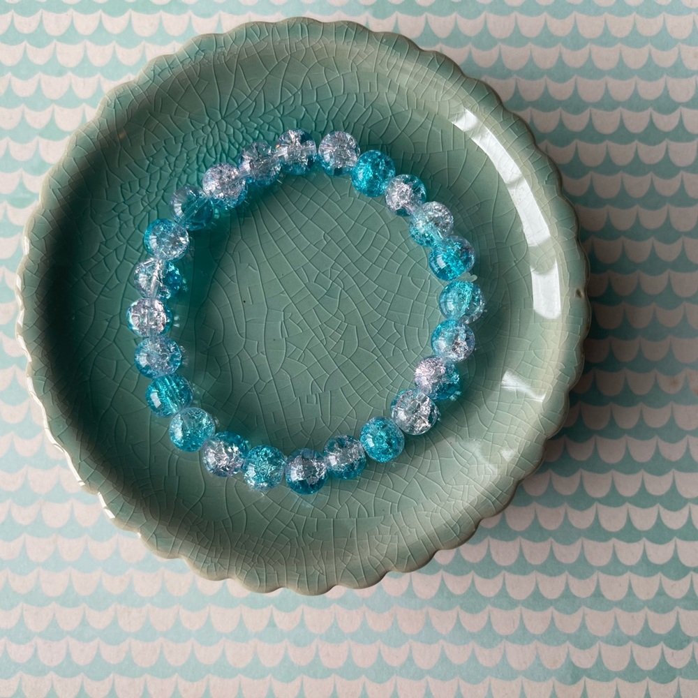 Blue and Clear Beaded Kids Bracelet